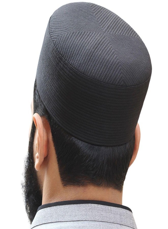 Modefa Men's Premium Islamic Skull Cap Hat Topi Takke for Muslim Men Turban Kufi (US, Alpha, Medium, Black) - Image 1